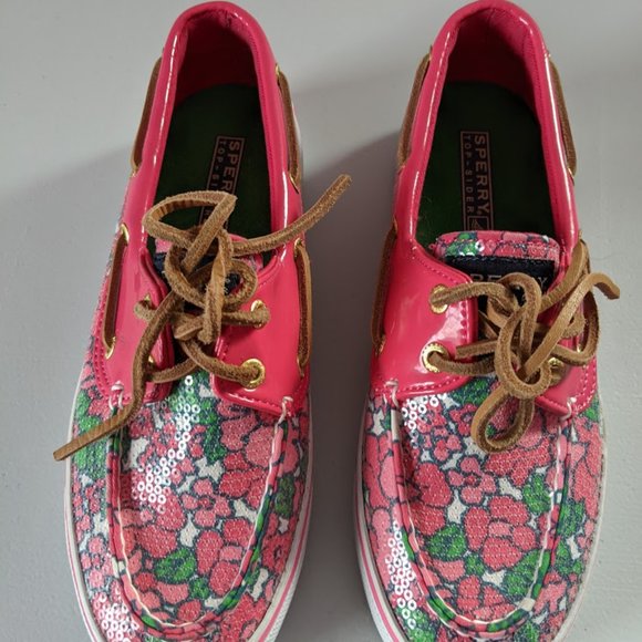Sperry women's size 5M pink floral slip-on shoes